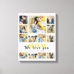 Monogramed Personalised Collage we love you mum Canvas Print