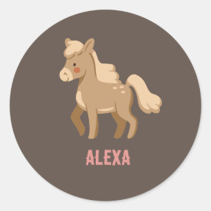Monogramed Personalised Pony Equestrian Horse Girl Classic Round Sticker