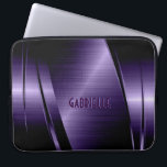 Monogramed Purple Metallic Brushed Aluminium Look Laptop Sleeve<br><div class="desc">Deep purple shiny metallic look,  stainless steel pattern. Custom and optional monogram. Available on other products and can be requested for any of the products offered at Zazzle.</div>