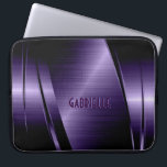 Monogramed Purple Metallic Brushed Aluminium Look Laptop Sleeve<br><div class="desc">Deep purple shiny metallic look,  stainless steel pattern. Custom and optional monogram. Available on other products and can be requested for any of the products offered at Zazzle.</div>