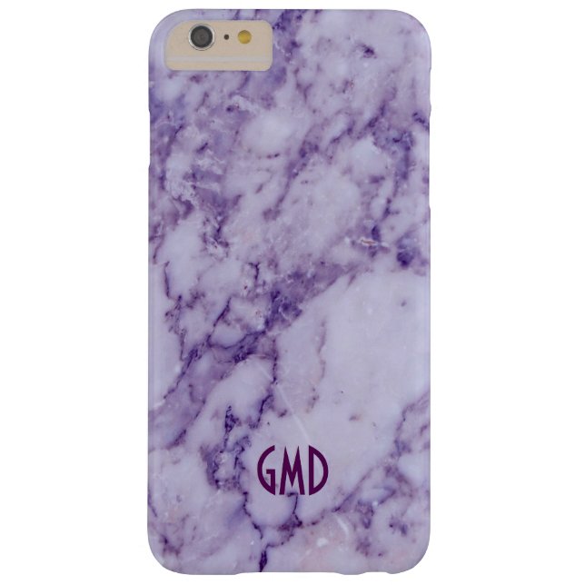 Monogramed Purple Tint Marble Stone Pattern Case-Mate iPhone Case (Back)