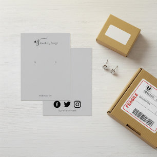 Monogramed social media earring display card