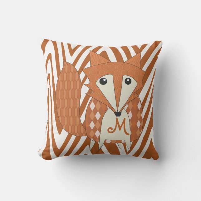 Monogramed Stylised Fox Pillow (Front)