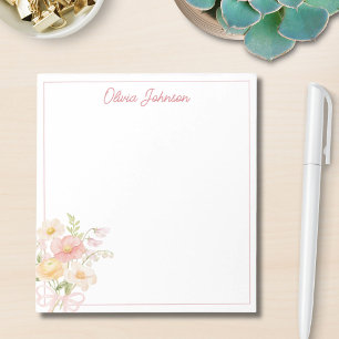 Monogramed Watercolor Pretty Flower Bouquet Floral Notepad