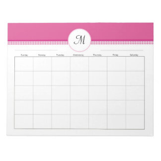 Monogramed Weekly Planner 40 pg 11 x 8.5 Notepad