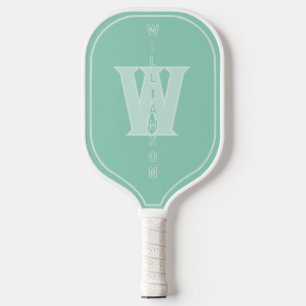 Monogramed with Vertical name in seafoam Pickleball Paddle