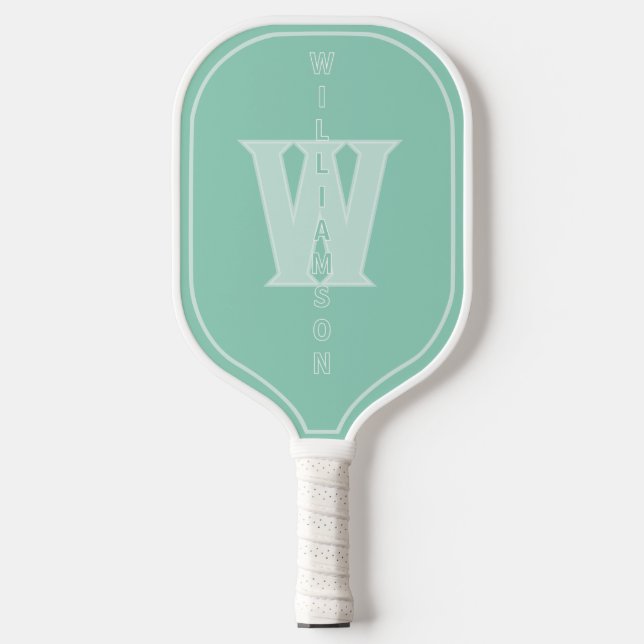 Monogramed with Vertical name in seafoam Pickleball Paddle (Front)