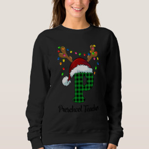 Monogramm Alphabet Preschool Teacher Christmas Rei Sweatshirt