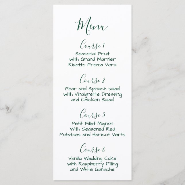 Monogramm Crest Forest Green Wedding menu (Front)