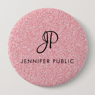Monogramm Template Trendy Rose Gold Glitter Look 10 Cm Round Badge