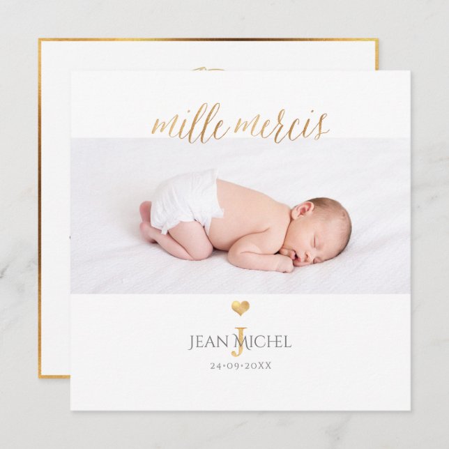 Monogramme de bricolage en D'or Remerciement cards (Front/Back)