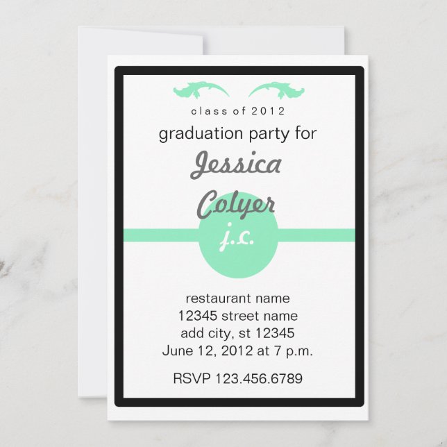Monogrammed 2012 Graduation Party Invitation (Front)