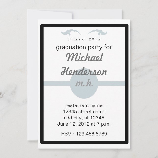 Monogrammed 2012 Graduation Party Invitation (Front)