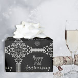Monogrammed 25th Wedding Anniversary Silver Wrapping Paper<br><div class="desc">Add a grand style and appearance with this elegant,  art deco,  gilded,  vintage look in silver frame on black tiled pattern for a 25th silver wedding anniversary.  Templates provided for monogramming.</div>