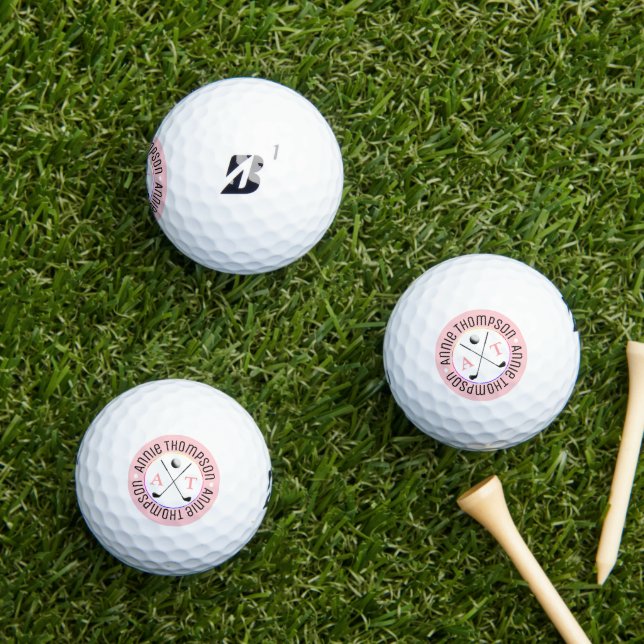 Monogrammed 2-initials Feminine Pink Golf Balls (Insitu Grass)