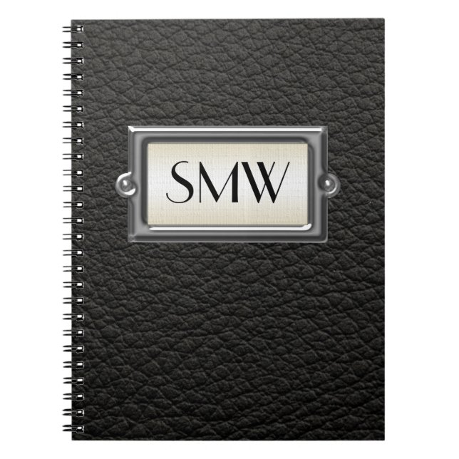 Monogrammed 3-Letter Executive Men's Personalised Spiral Notebook (Front)