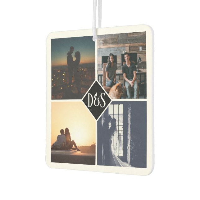 Monogrammed 4 Photo Custom Collage Personalised Car Air Freshener (Left)