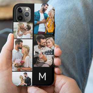 Monogrammed 5 Photo Collage Black Case-Mate iPhone Case