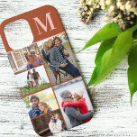 Monogrammed 5 Photo Collage Burnt Orange iPhone 12 Pro Max Case<br><div class="desc">Monogrammed photo collage iPhone case which you can personalise with 5 of your favourite photos and your initial. The design has a burnt orange terracotta peach colour palette with bold typography for your initial. Designed for the iPhone 12 Pro Max but will fit many other models. If you choose a...</div>