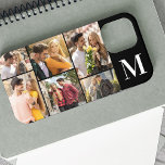 Monogrammed 6 Photo Collage Horizontal Black White iPhone 12 Pro Max Case<br><div class="desc">Monogrammed iPhone case with horizontal photo collage, which you can personalise with 6 of your favourite photos and your initial. The template is set up ready for you to add your photos, which are displayed in landscape, square / instagram and portrait formats. The design has a black background with white...</div>