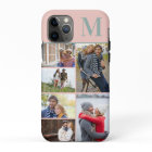 Monogrammed 6 Photo Collage Peach Green