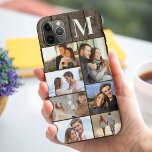 Monogrammed 7 Photo Collage on Dark Wood Case-Mate iPhone Case<br><div class="desc">Monogrammed photo collage iPhone case which you can personalise with 7 of your favourite photos and your initial. The template is set up ready for you to add your photos, working top to bottom on the left side, then top to bottom on the right side. The design has a rustic...</div>