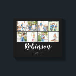 Monogrammed 8 Photo Family Collage Black Canvas Print<br><div class="desc">Use your favourite photos to make a fun keepsake to decorate your home.</div>