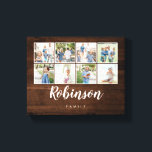 Monogrammed 8 Photo Family Collage Rustic Wood Canvas Print<br><div class="desc">Use your favourite photos to make a fun keepsake to decorate your home.</div>
