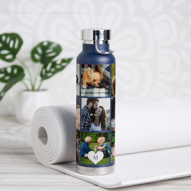 Monogrammed 9 photos personalised water bottle (Yoga)
