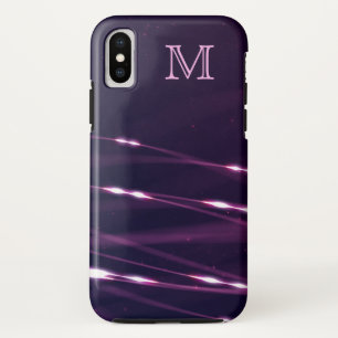 Monogrammed Abstract Dark Purple Lines Case-Mate iPhone Case