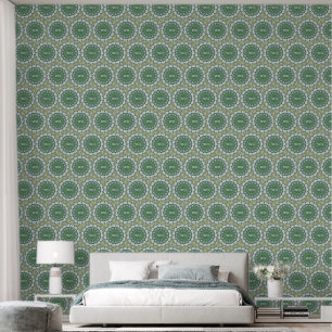 Monogrammed Abstract Floral Elegant Spring Green Wallpaper