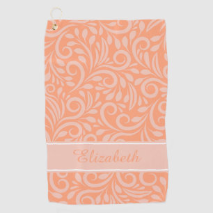 Monogrammed Abstract Pattern Orange Pink   Golfer Golf Towel