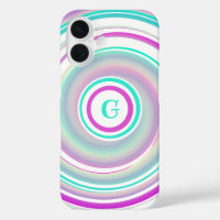 Monogrammed Abstract Purple & Teal Swirl