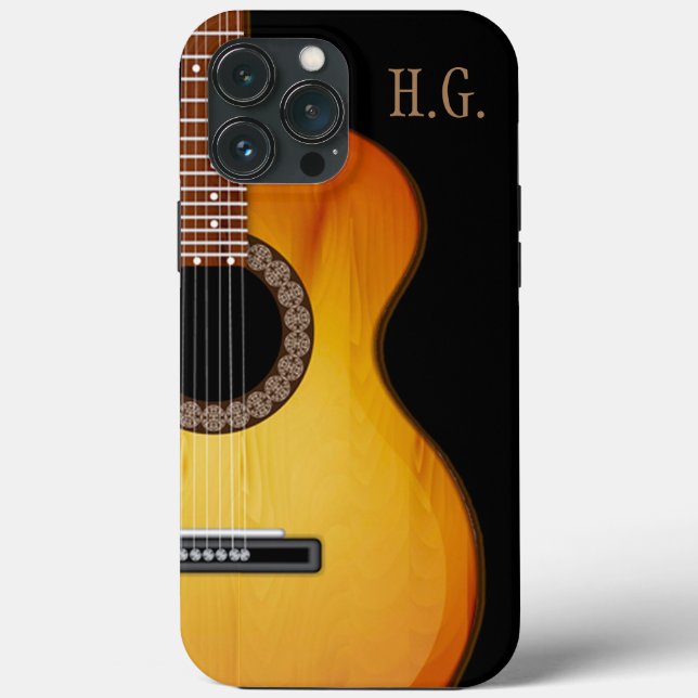 Monogrammed Acoustic Guitar Case-Mate iPhone Case (Back)