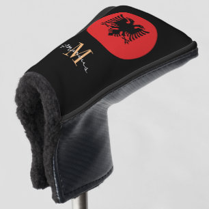 Monogrammed & Albania Flag Golf Clubs Covers 