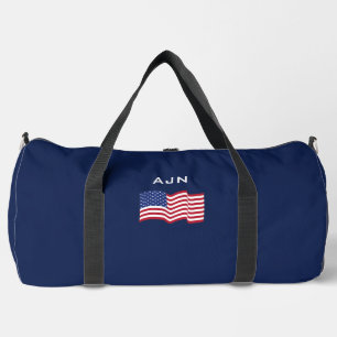 Monogrammed American Flag Large Duffel Bag