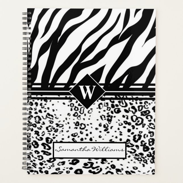 Monogrammed Animal Pattern Planner (Front)