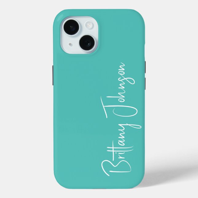 Monogrammed Aqua Case-Mate iPhone Case (Back)