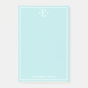 Monogrammed Aqua Post-it Notes