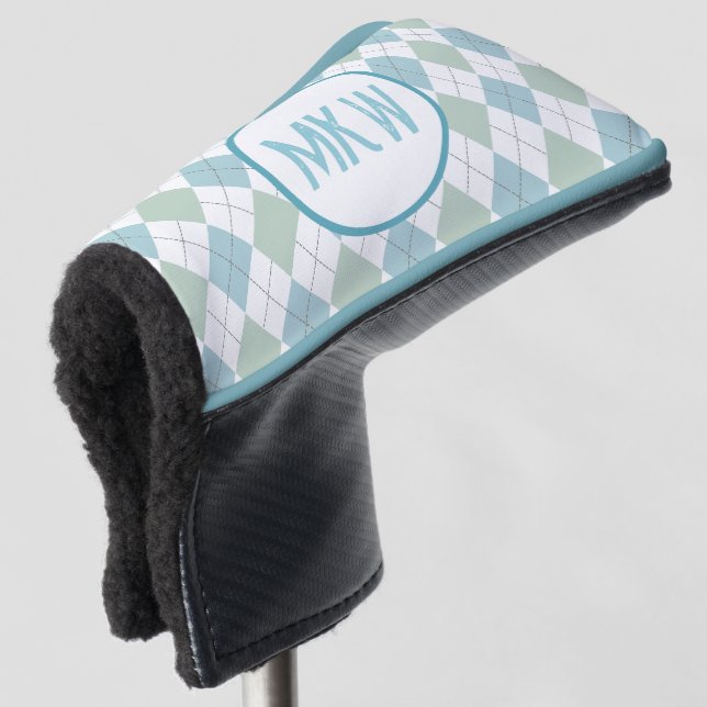 Monogrammed Argyle  Golf Head Cover (3/4 Front)