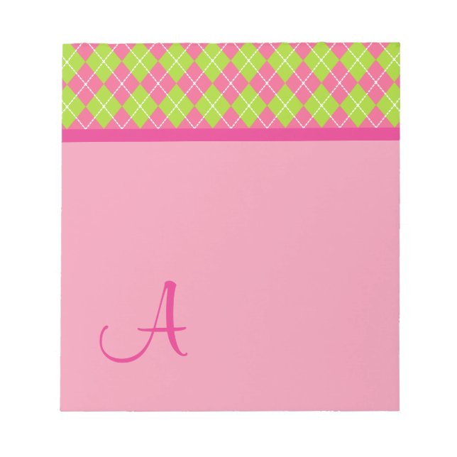Monogrammed Argyle Notepad (Front)