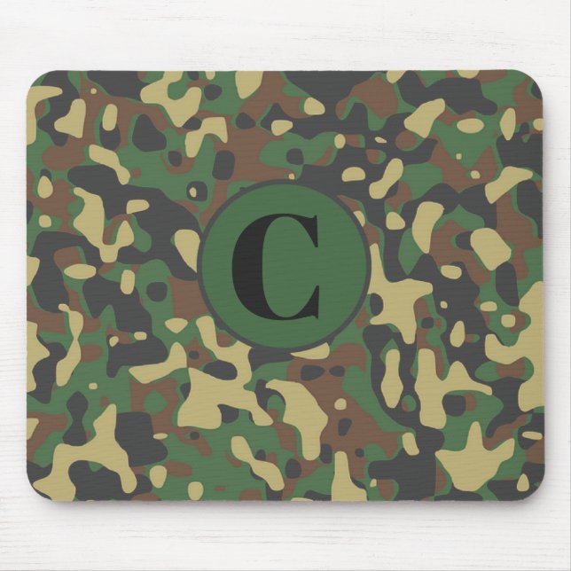 Monogrammed Army Camouflage Mouse Pad (Front)