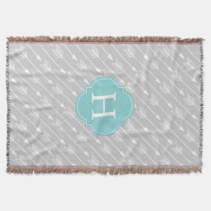 Monogrammed Arrows Pattern Throw Blanket