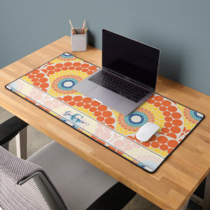 Monogrammed Art Deco Aegean Summer Radiant Mandala Desk Mat