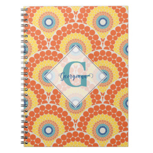 Monogrammed Art Deco Aegean Summer Radiant Mandala Notebook