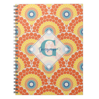 Monogrammed Art Deco Aegean Summer Radiant Mandala Notebook