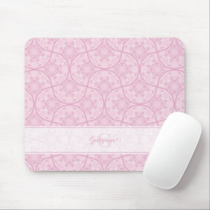 Monogrammed Art Deco Fans Preppy In Pink Mandala Mouse Pad