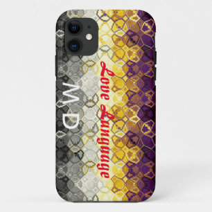 Monogrammed Art Nouveau Abstract Fractal Black Fun Case-Mate iPhone Case