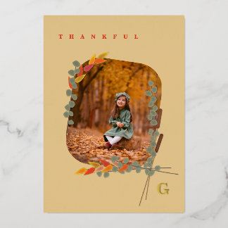 Monogrammed Autumn Botanical Photo Thanksgiving