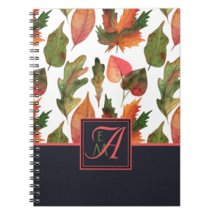 Monogrammed Autumn Fall Wedding Newlyweds Notebook